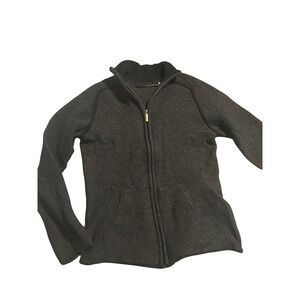 VTG Smartwool Womens Full Zip Merino Wool Sweater Jacket Charcoal Size S